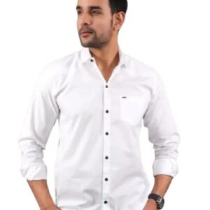 Men Long Sleeve Stylish Solid Pure Cotton Casual Shirt White Shirt