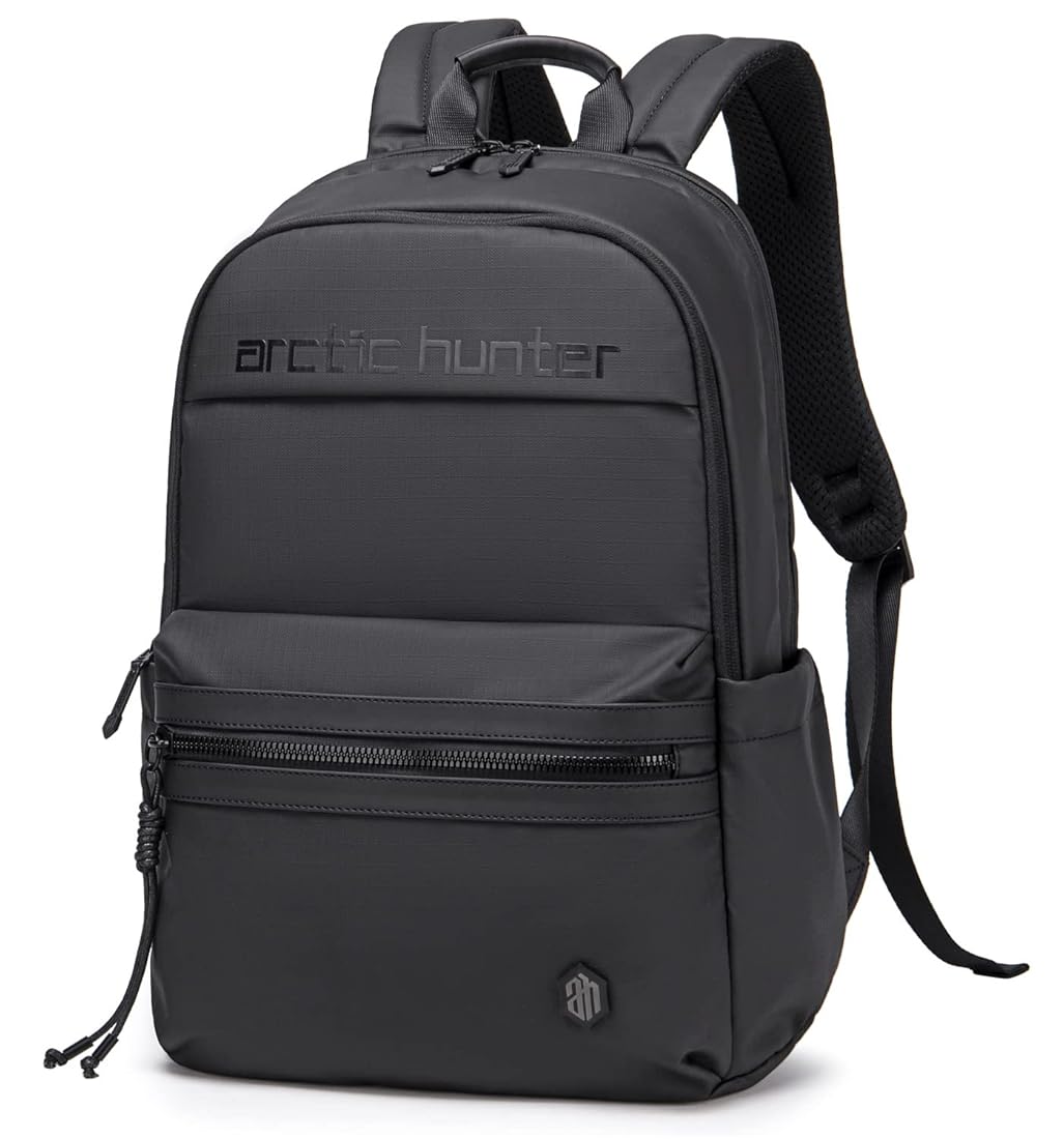 Arctic Hunter Backpack for Men Women 21L Stylish 15.6" Laptop Bag One-Day-Use Capacity Casual Laptop Backpack Multi-pockets Water-resistant Lightweight Padded Backpack for Office College,Black